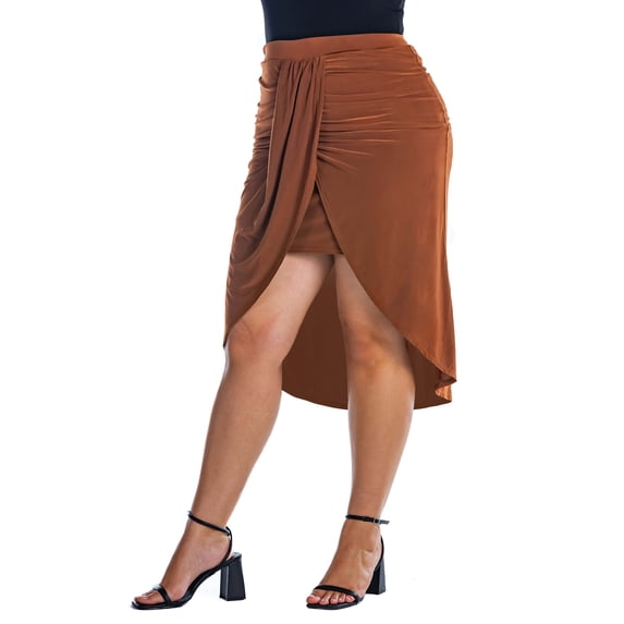 Plus Size Solid Color Knee Length Tulip Skirt