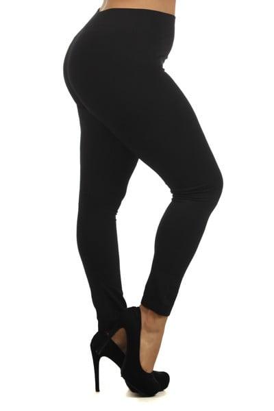 Plus Size Solid Color Seamless Fleece Lined Legging, Charcoal 