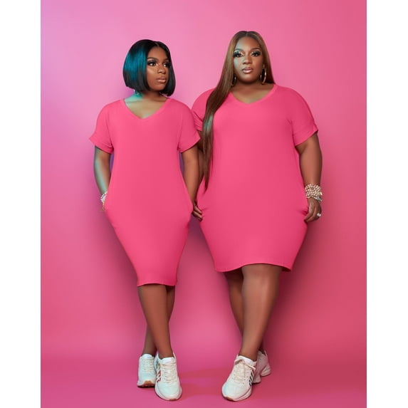 Plus Size Solid Color T-Shirt Dress (3XL, White)