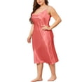 thumbnail image 1 of Plus Size Solid Cowl Neck Slip Dress for Women Below Knee Length, 1 of 5
