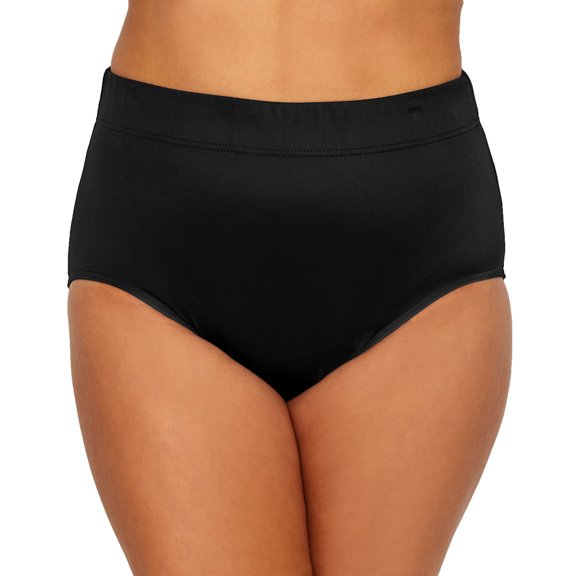 Miraclesuit Women's Plus Size Swimwear Basic Swim Brief Tummy Control High Waist Bathing Suit Bottom, Black, 22W