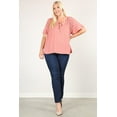 thumbnail image 1 of Plus Size Solid Top With A Necktie, Pleated Detail, And Flutter Sleeves 3XL, 1 of 6