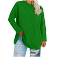 thumbnail image 1 of Plus Size Solid Tops for Women Winter Long Sleeve Crew Neck Basic Loose fit Pullover Sweatshirts Oversized Tunic Shirts, 1 of 5