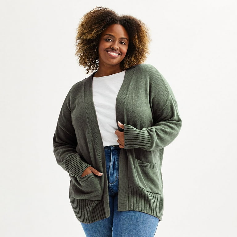 Olive green cardigan plus size deals