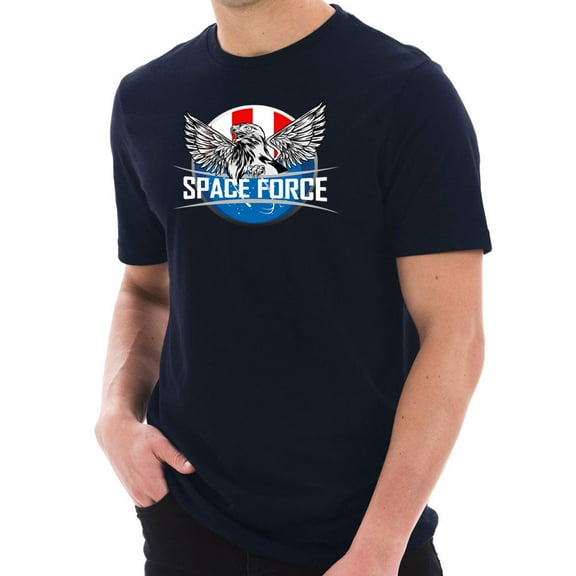 Plus Size Space Force Eagle Designed Unisex Short Sleeve Cotton Jersey T-Shirt - Navy 3XL