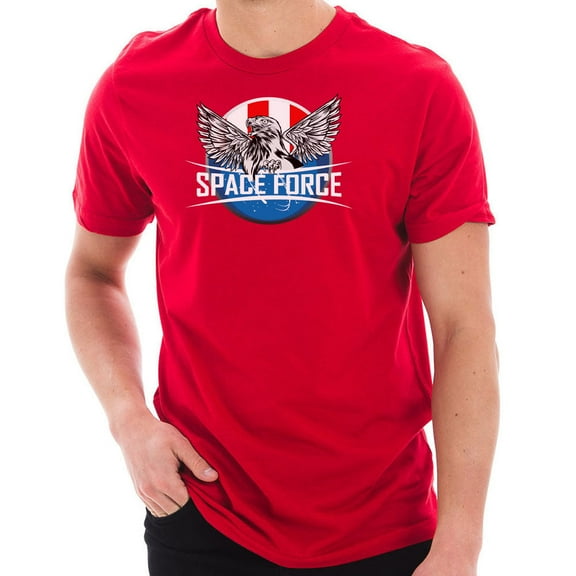 Plus Size Space Force Eagle Designed Unisex Short Sleeve Cotton Jersey T-Shirt - Red 2XL