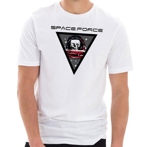 Plus Size Space Force Skull Designed Unisex Short Sleeve Cotton Jersey T-Shirt - White 2XL
