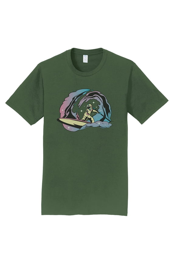 Plus Size Space Paddleboarding Graphic Design Men's Big Size Port & Company Fan Favorite Crew Neck Tee Shirt - Olive 2XL