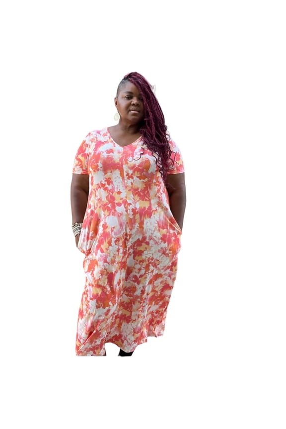Plus Size Splash Print Maxi Dress