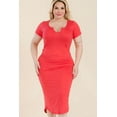 thumbnail image 1 of Plus Size Split Neck Bodycon Midi Dress, 1 of 5