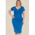 thumbnail image 1 of Plus Size Split Neck Bodycon Midi Dress, 1 of 5