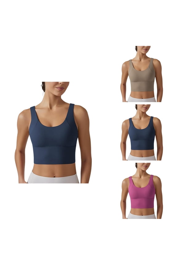 Plus Size Sports Bra Gym Bra Longline V-Back Wireless Padded Sports Bra for Women Medium Support High Elasticity Cloud-Feel Integrated Cup Tight-Fit Yoga & Running Crop Top
