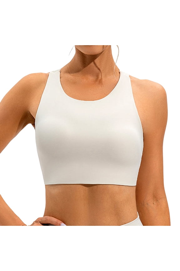 Plus Size Sports Bra Workout Bra High Neck Racerback Padded Longline Sports Bra for Women Backless Low Impact Workout Crop Tank Top for Yoga & Fitness