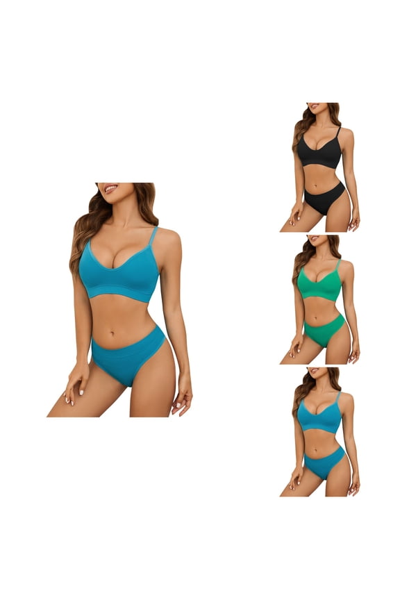 Plus Size Sports Bra Workout Bra Women's 2-Piece Wireless Sports Bra and Thong Underwear Set Adjustable Chest Wrap Back Support Yoga & Lingerie Comfort