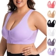 thumbnail image 1 of Plus Size Sports Bra for Women Breathable Supportive Push up Padded Wireless Front Closure Post-Surgery Bras (XL, Purple), 1 of 6