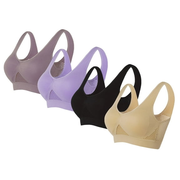 Plus Size Sports Bras 4X to 5X 3 Pack for Women 4 Pack S-5X Pullover Bralettes Wirefree Multipack Breathable Push-Up Workout Underwear Bra Clearance