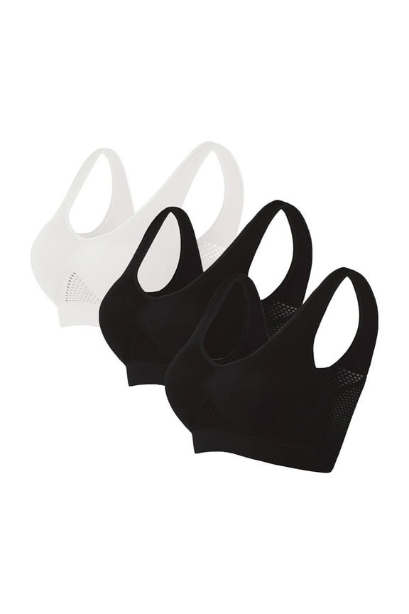 Plus Size Sports Bras 4X to 5X 3 Pack for Women No Underwire Bralettes Ladies Multipack Pullover Push Up Support Athletic Underwear Bra S-5X