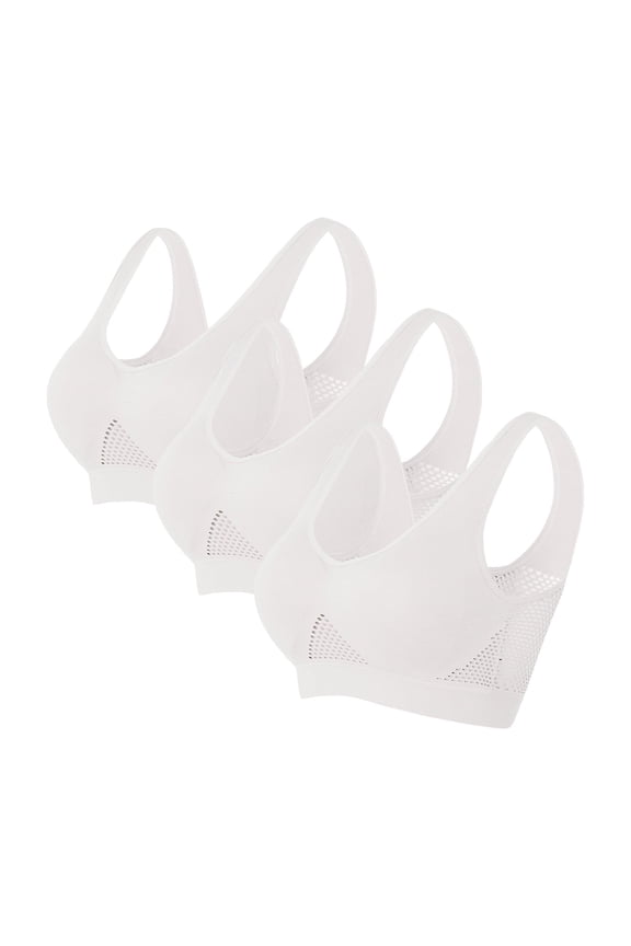 Plus Size Sports Bras 4X to 5X 3 Pack for Women Clearance S-5X Wireless Bralettes Ladies Multipack Pullover Breathable Stretchy Push Up Underwear Bra