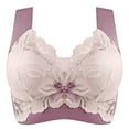 thumbnail image 1 of Plus Size Sports Bras for Women Bras Plus Size Lace Comfortable Solid No Underwire Backless BrasUnderwear V-Neck Padded Bra Feature Hook and Eye Closure Balconette Bra Style Y-522 , Pink-a XXL, 1 of 3