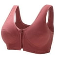 thumbnail image 1 of Plus Size Sports Bras for Women Adjustable Strap Full Coverage Bra Zip Front Lift Padded Basic Brassiere Underwear (3XL, Red), 1 of 7
