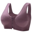 thumbnail image 1 of Plus Size Sports Bras for Women Adjustable Strap Full Coverage Bra Zip Front Lift Padded Basic Brassiere Underwear (M, Purple), 1 of 4