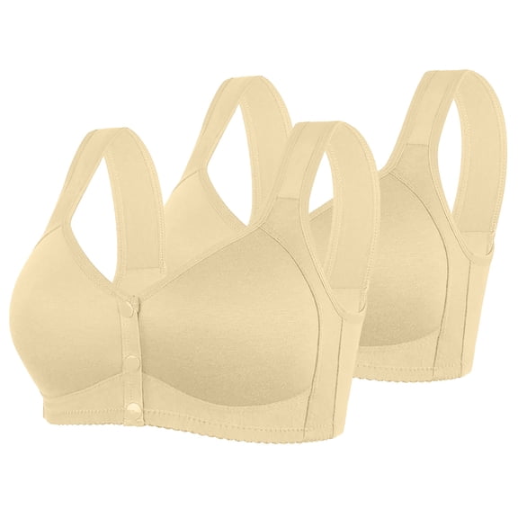 Plus Size Sports Bras for Women Back-Smoothing Bra Feature V-Neck Full-Figure Bra Style W-1243 Hook and Eye Closure Padded Bras Beige 52