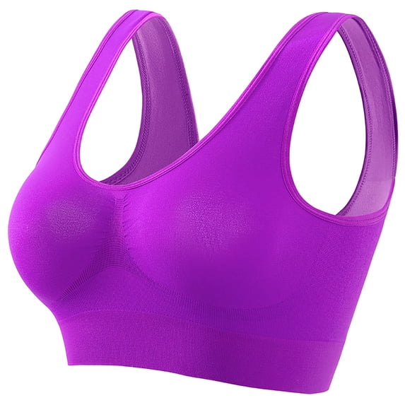 Plus Size Sports Bras for Women S-5X Wireless Push Up High Support Underwear with Removable Padded Ladies Solid Stretchy Pullover Bralettes