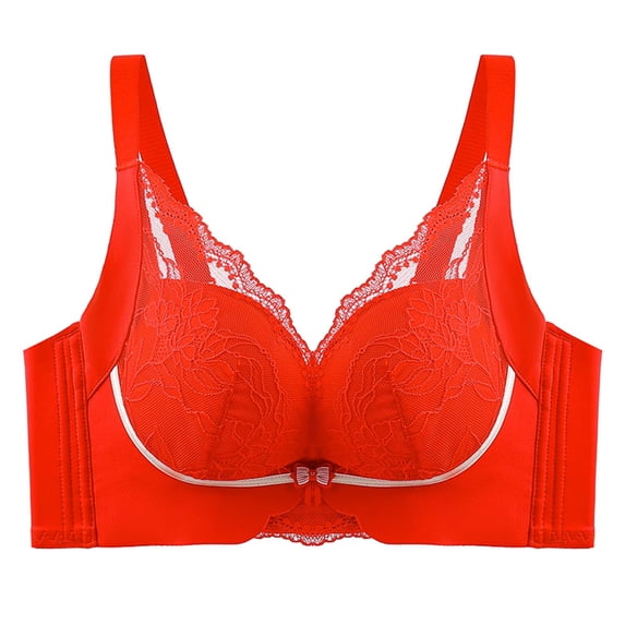 Plus Size Sports Bras for Women Convertible Bra Feature V-Neck Sport Bra Style W-88 Red M