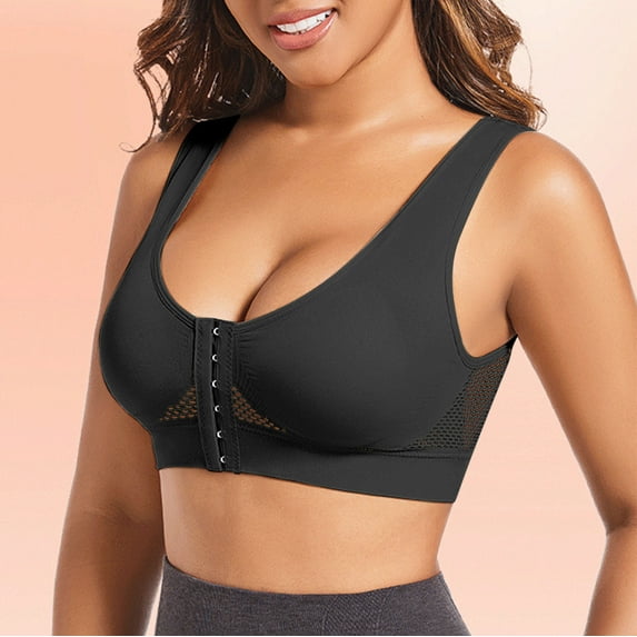 Plus Size Sports Bras for Women Front Closure Bras Seamless Bralettes Wireless Push Up Bra for Yoga Gym Running