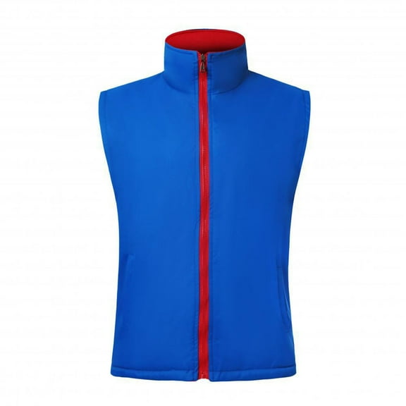 Plus Size Sports Jacket Vest Women Mens Zip-Up Fleece Softshell Vests Slim-Fit Light Weight Running Travel Coats Blue, 3XL