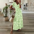 thumbnail image 1 of Plus Size Spring and Summer V-Neck Solid Casual Short Sleeved Long Dress Womens Summer Dresses Casual Green XL, 1 of 3