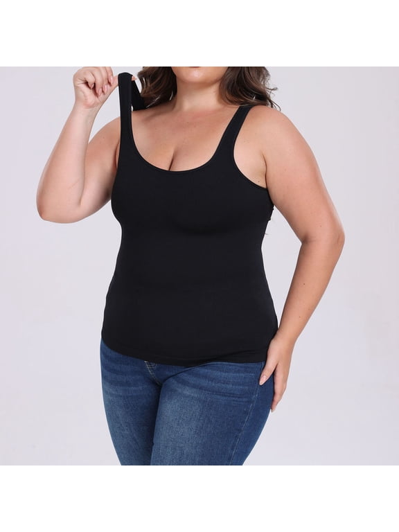 Plus Size Square Neck Shapewear Camisole, Tummy Control Tank Top