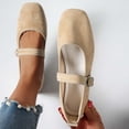 thumbnail image 1 of Plus Size Square Toe Comfortable Shoes Daily Wear Spring Summer Wide Width Office Work Beige 6, 1 of 8
