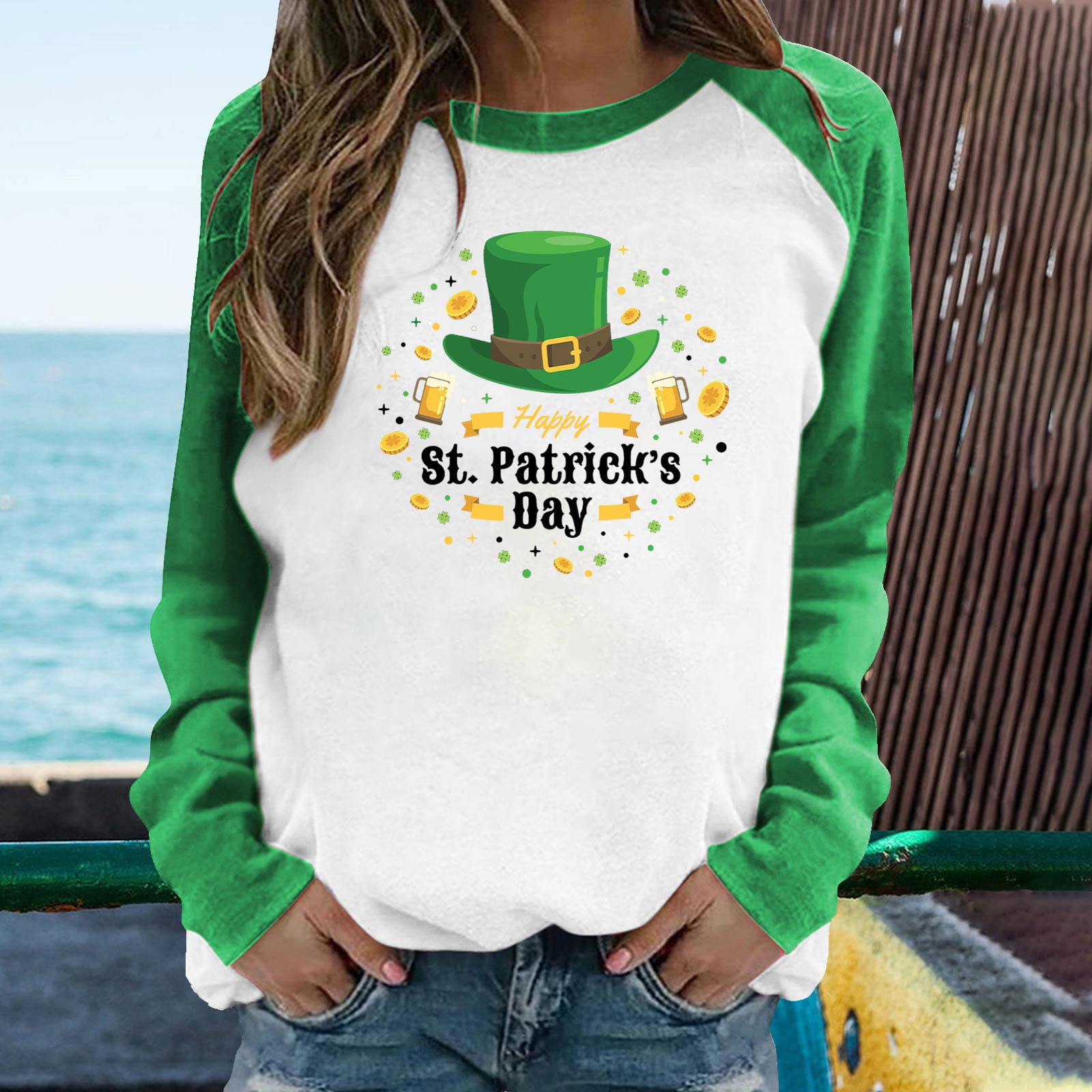 Plus Size St Patricks Day Shirt Women Irish Gifts for Women Under 10  Dollars Womens Tee Shirts St Patricks Day Spring Blouses for Women 2023 4  Leaf