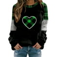 thumbnail image 1 of Plus Size St Patricks Day Sweatshirt for Women Festival Printed Color Block Crew Neck Long Sleeve Casual Tops (2XL, Black), 1 of 5