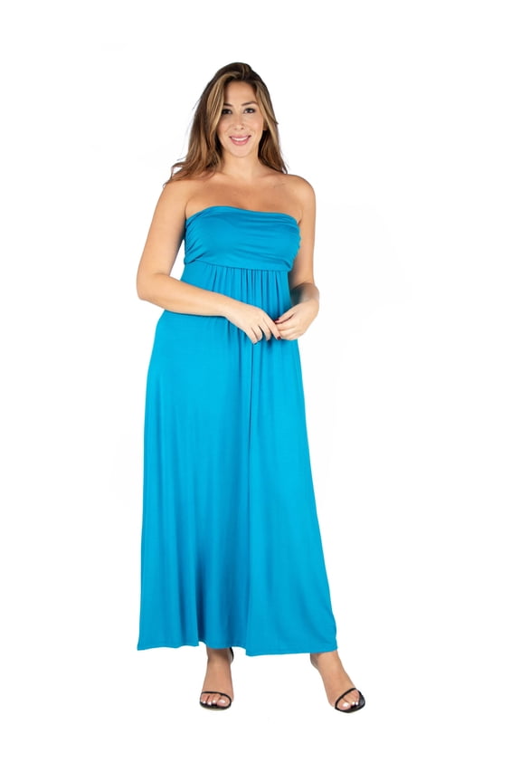 Plus Size Strapless Empire Waist Maxi Dress