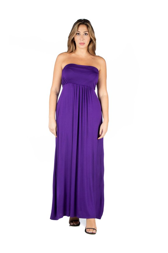 Plus Size Strapless Empire Waist Maxi Dress