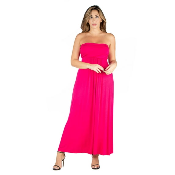 Plus Size Strapless Empire Waist Maxi Dress