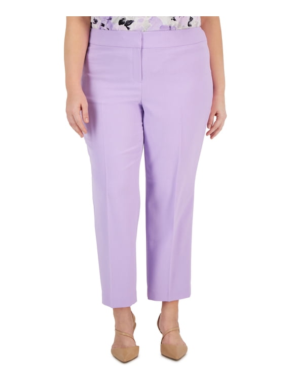 Plus Size Stretch Crepe Mid-Rise Ankle Pants Lavender Mist 18W