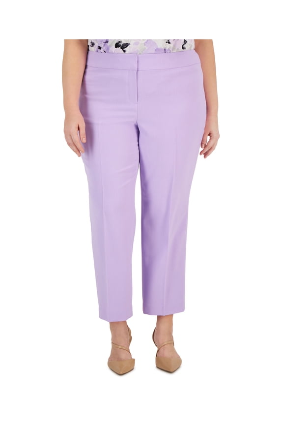 Plus Size Stretch Crepe Mid-Rise Ankle Pants Lavender Mist 18W