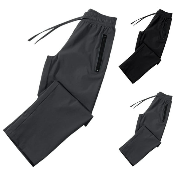 Plus Size Stretch Pants with Pockets Boys And Girls Summer Sports Quick Drying Elastic Drawstring Zipper Pocket Straight Leg Casual Pants