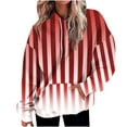 thumbnail image 1 of Plus Size Striped Hoodies for Women Drop Shoulder Long Sleeve Drawstring Oversize Fit Pocket Hooded Sweatshirt Tops (M, Wine), 1 of 5