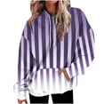 thumbnail image 1 of Plus Size Striped Hoodies for Women with Pocket Drop Shoulder Long Sleeve Drawstring Oversized Hoody Sweatshirt Tops (M, Purple 01), 1 of 5