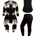 thumbnail image 1 of Plus Size Striped Three-piece Set Cami Top + Elastic Waist Pants + Long Sleeve Open Front Coat Outfits Women's Plus Size&nbsp;Clothing, 1 of 9