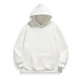 thumbnail image 1 of Plus Size Sueded Hoodies for Men with Front Pocket Big & Tall M-5X Pullover Sweatshirts Long Sleeve Solid Color Slim-Fit Going-Out Hooded Tops, 1 of 7