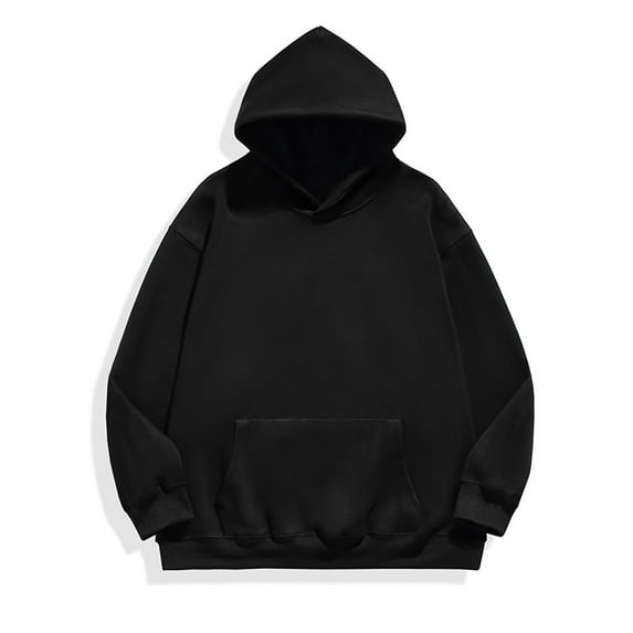 Plus Size Sueded Hoodies for Men with Front Pocket Big & Tall M-5X Pullover Sweatshirts Long Sleeve Solid Color Slim-Fit Going-Out Hooded Tops