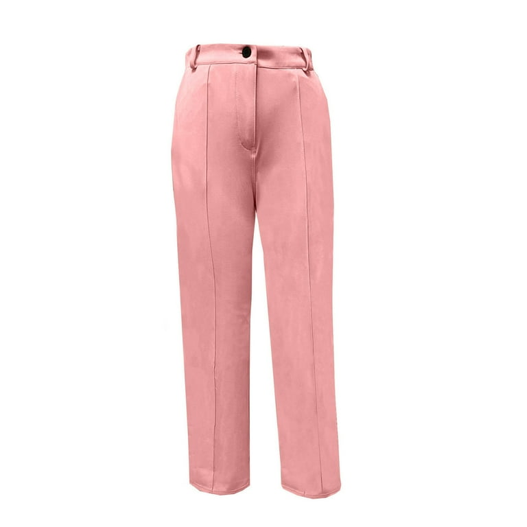 Plus Size Suit Pants for Women Straight Leg High Waisted Business Casual Office Ladies Solid Work Pants Trousers 3X Large Pink Walmart