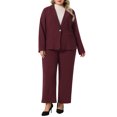 thumbnail image 1 of Plus Size Suit Two Piece Outfits for Women Business Office Blazer Jacket and Pants Suit Set 1X Burgundy, 1 of 6