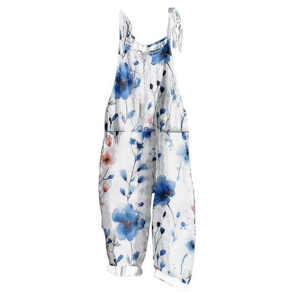 Plus Size Summer Bib Pants for Women 2025 Casual Loose Harem Rompers with Pockets Vintage Bib Pants for Daily Lounge