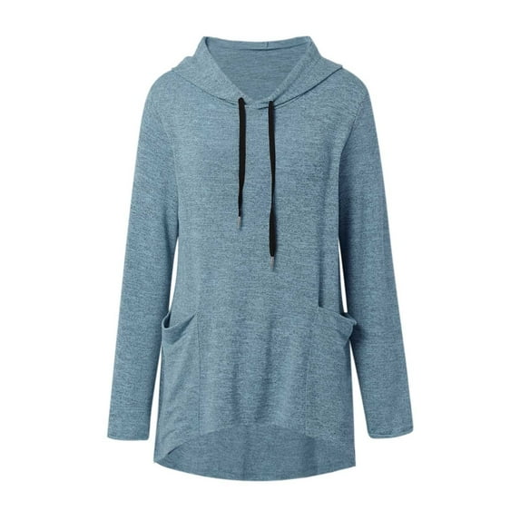 Plus Size Summer Clothes for Women 2024 Hooded Solid Color Loose T Shirt With Irregular Pockets Top Blouse Teen Girl Cool Long Sleeve Extra Long Tunic Tops for Women Silk Sleeve BU2 3XL